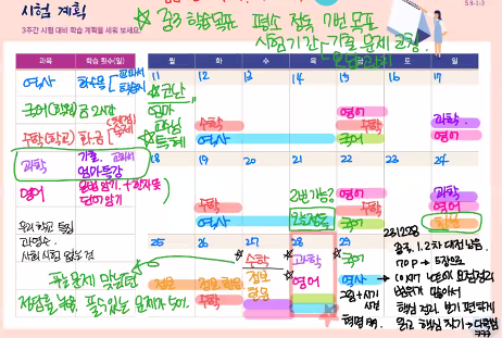 시험 코칭 실제 자료